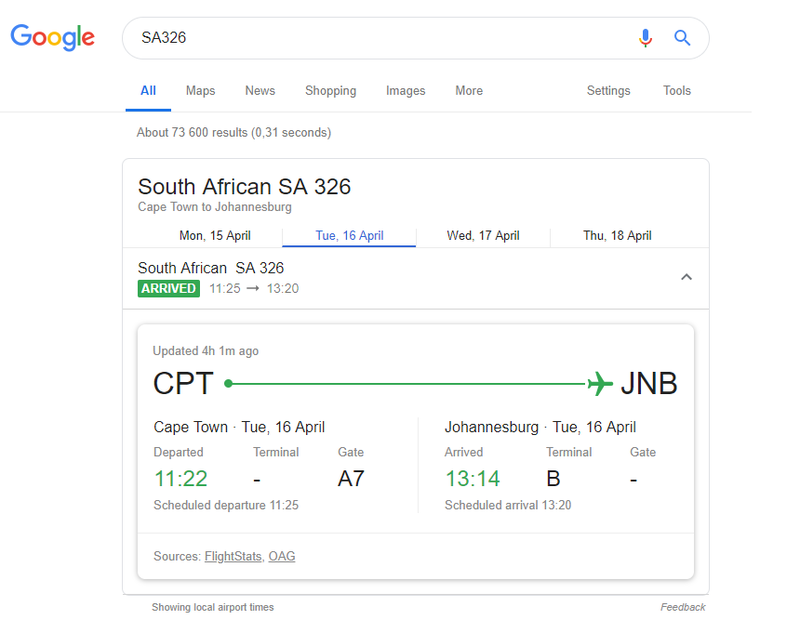 Stay up to date on your flight with Google Search