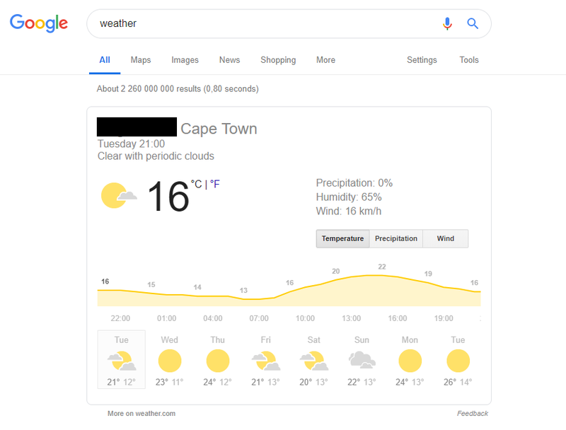 Check the weather using Google Search